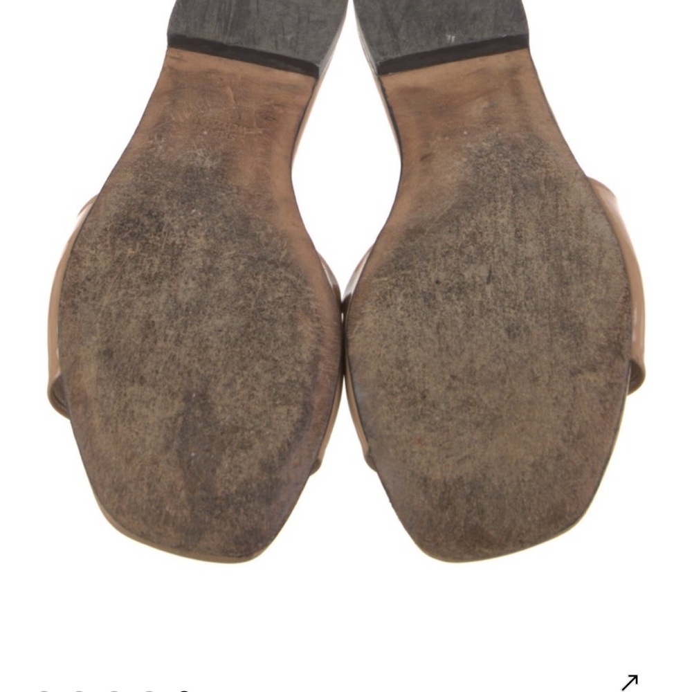 Stuart Weitzman Beige Patent Accent Slides - Picture 3 of 5